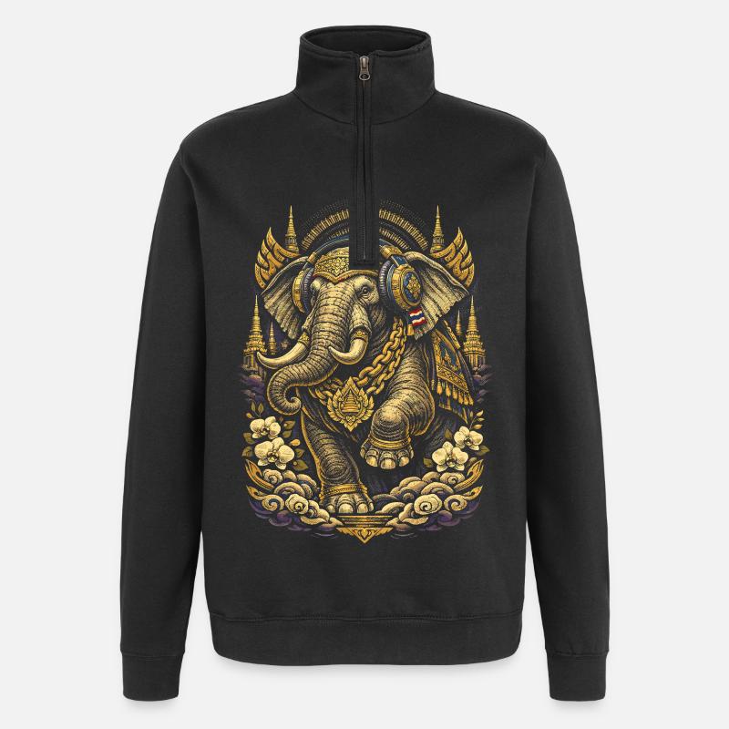 Thailand Thai Pride Elefant - Quarter-Zip-Sweatshirt - Schwarz