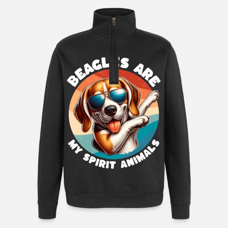 Lustige Beagle Sprüche - Quarter-Zip-Sweatshirt - Schwarz