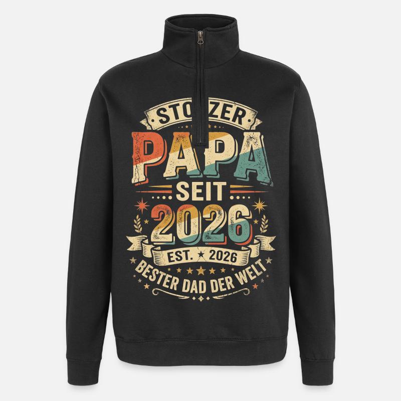 Papa 2026 - Quarter-Zip-Sweatshirt - Schwarz