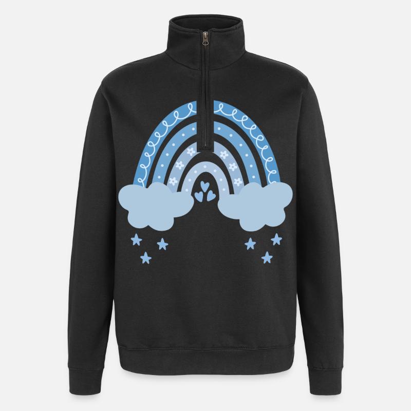 Regenbogen mit Wolken - Quarter-Zip-Sweatshirt - Schwarz
