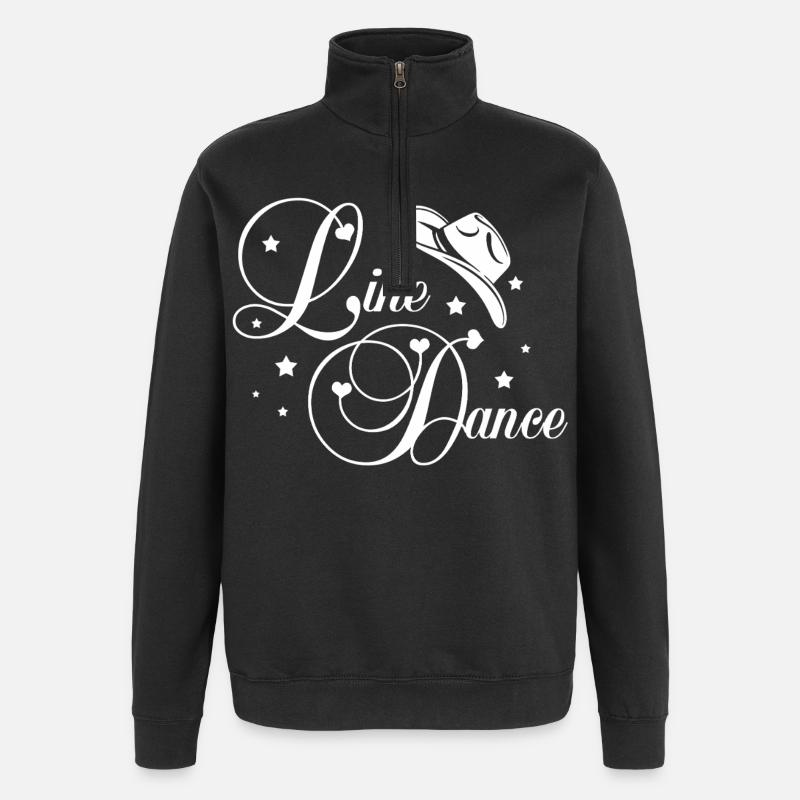 Line Dance Script - Quarter-Zip-Sweatshirt - Schwarz