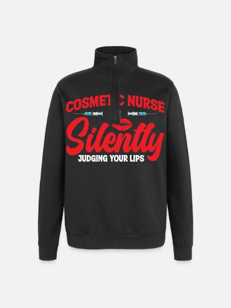 Ästhetische Krankenschwester Lippenchirurgie-Injektor-Botox - Quarter-Zip-Sweatshirt - Schwarz