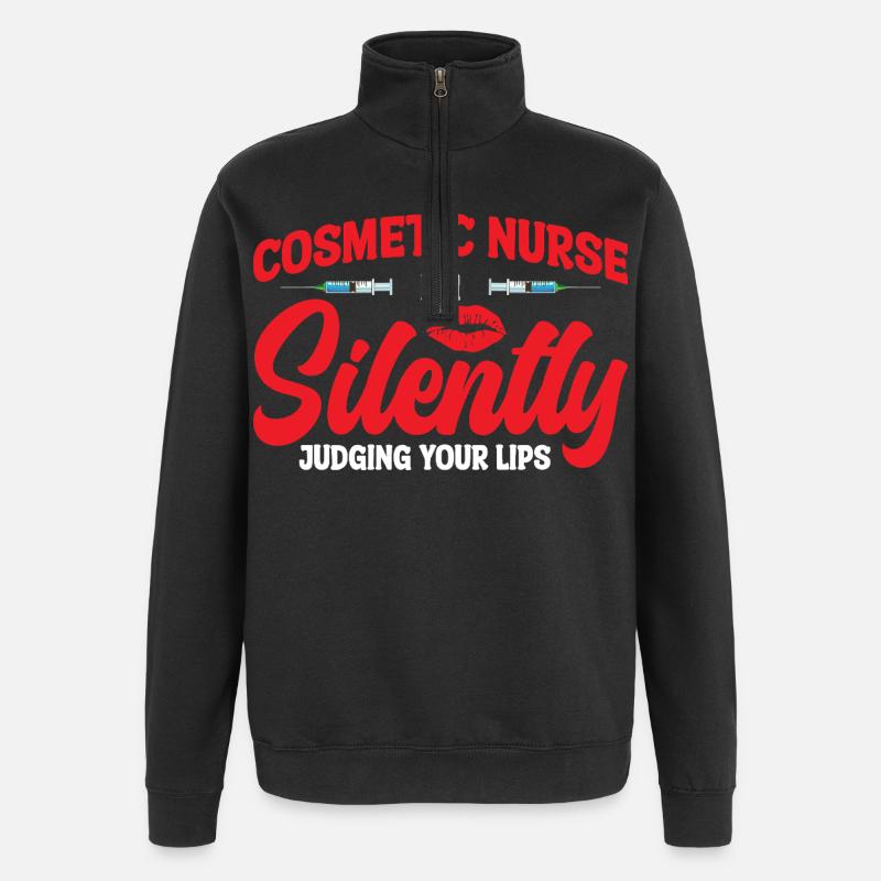 Ästhetische Krankenschwester Lippenchirurgie-Injektor-Botox - Quarter-Zip-Sweatshirt - Schwarz