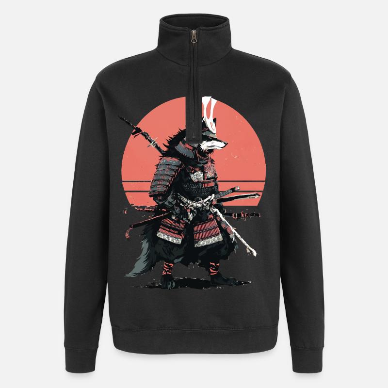 Samouraï Loup de l’Aube - Sweat à zip 1/4 - noir