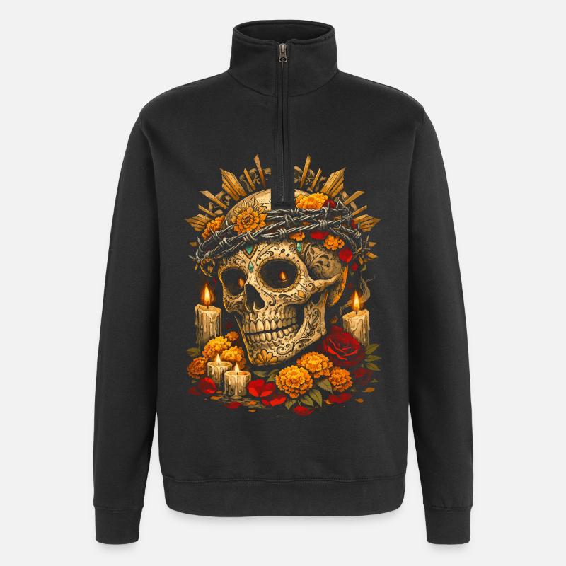 Día de los Muertos - Sweat à zip 1/4 - noir