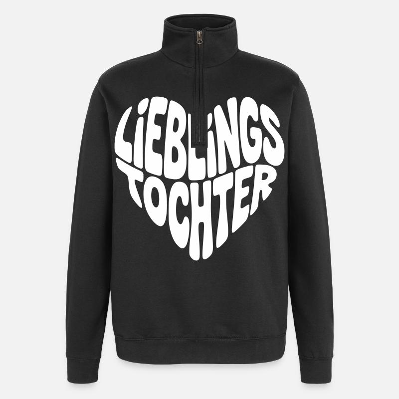 Lieblingstochter Herz - Quarter-Zip-Sweatshirt - Schwarz