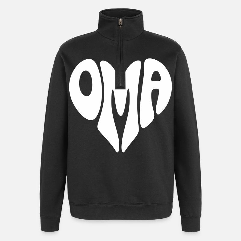 Oma Herz - Quarter-Zip-Sweatshirt - Schwarz