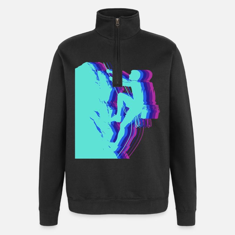 Silhouette Grimpeur Art Glitch Modern - Sweat à zip 1/4 - noir