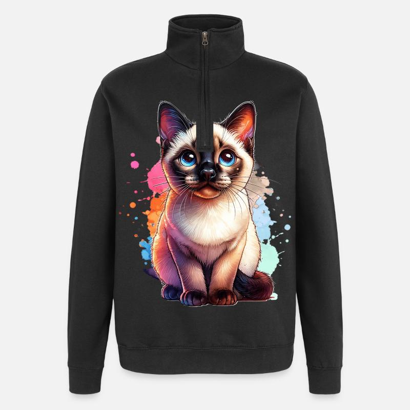 Siamese Cat Gift - Quarter-Zip Sweatshirt - black