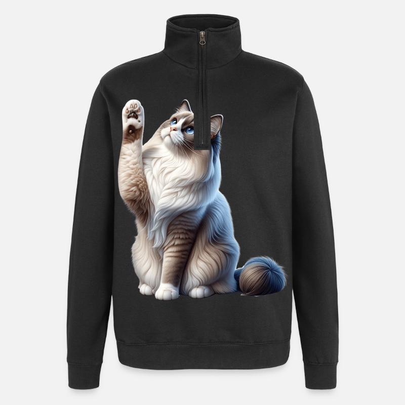 Ragdoll Katze Chatte Ragdoll - Sweat à zip 1/4 - noir