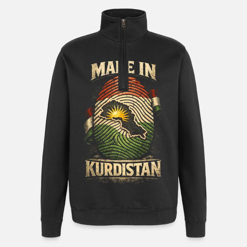 Fabriqué au Kurdistan, kurde, kurde - Sweat à zip 1/4 - noir