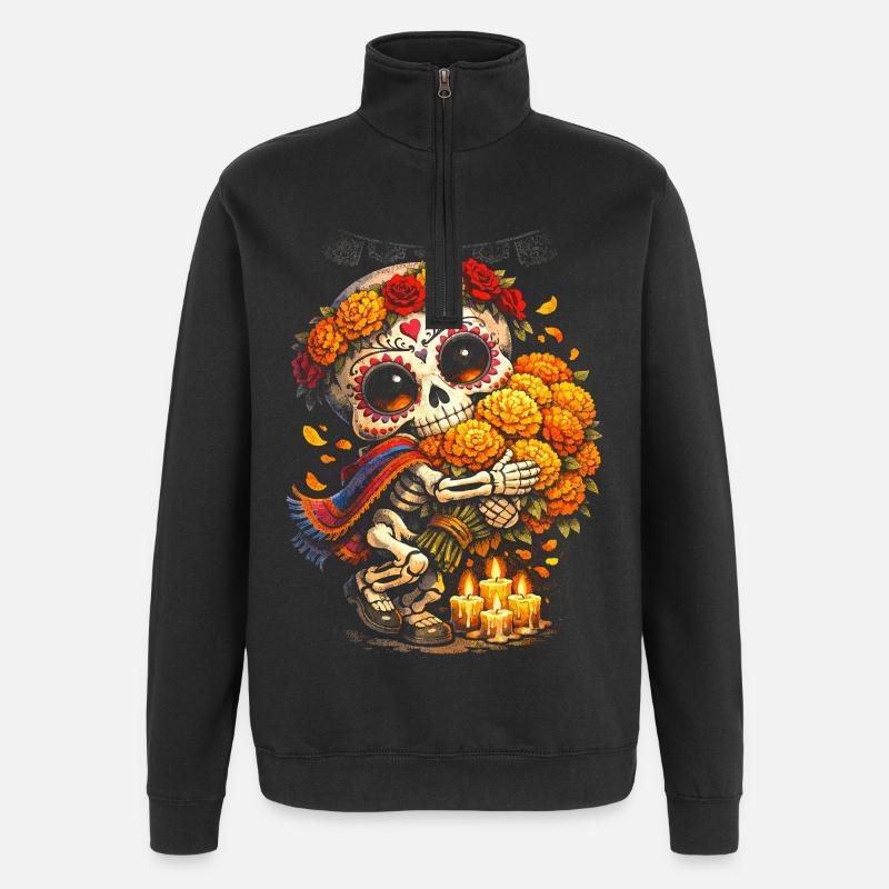 Día de los Muertos - Sweat à zip 1/4 - noir