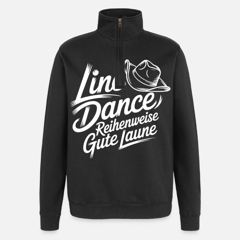 Line Dance Motiv - Quarter-Zip-Sweatshirt - Schwarz
