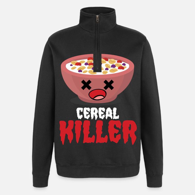Cereal Killer Breakfast Humor Pun - Quarter-Zip Sweatshirt - black