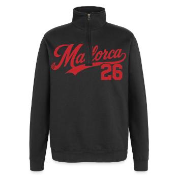 Mallorca 2026 Vintage Retro Edition - Quarter-Zip-Sweatshirt - Schwarz - Vorne - AI Model Female 172 light (172cm) & AI Model Male 178 dark (178cm)