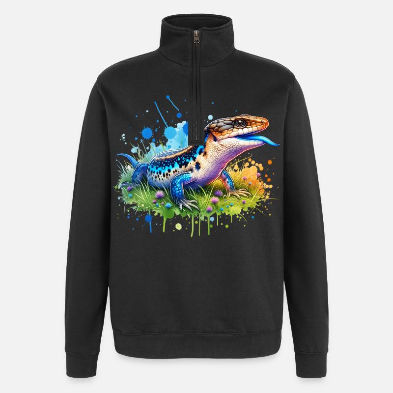 Blauzungenskink Geschenk - Quarter-Zip-Sweatshirt - Schwarz