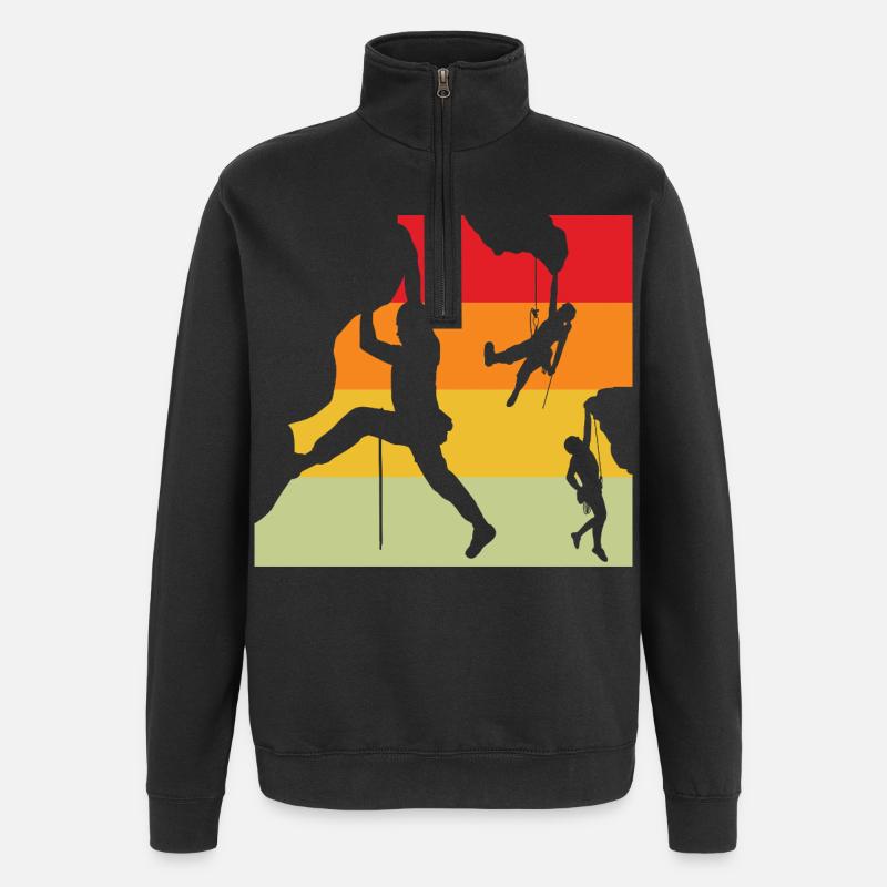 Retro Sonnenuntergang Kletterer Silhouetten - Quarter-Zip-Sweatshirt - Schwarz