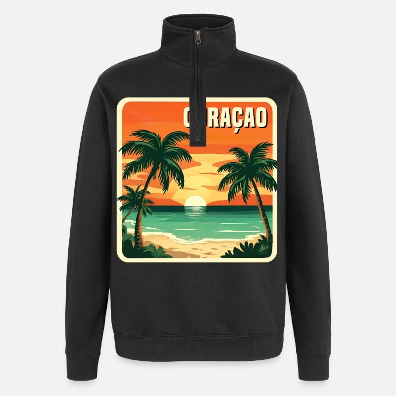 Curacao - Quarter-Zip-Sweatshirt - Schwarz