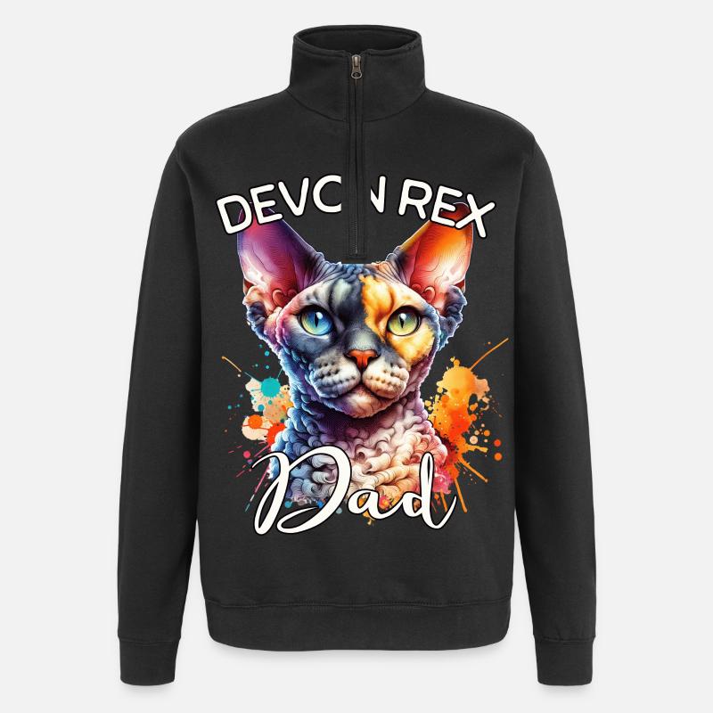 Devon Rex Dad - Quarter-Zip Sweatshirt - black