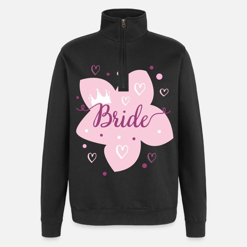 Hochzeit Brautblume Rosa Krone - Quarter-Zip-Sweatshirt - Schwarz