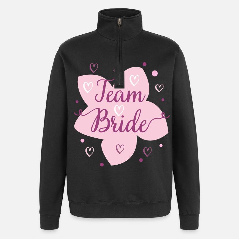 Hochzeit Team Bride Blüten Design - Quarter-Zip-Sweatshirt - Schwarz