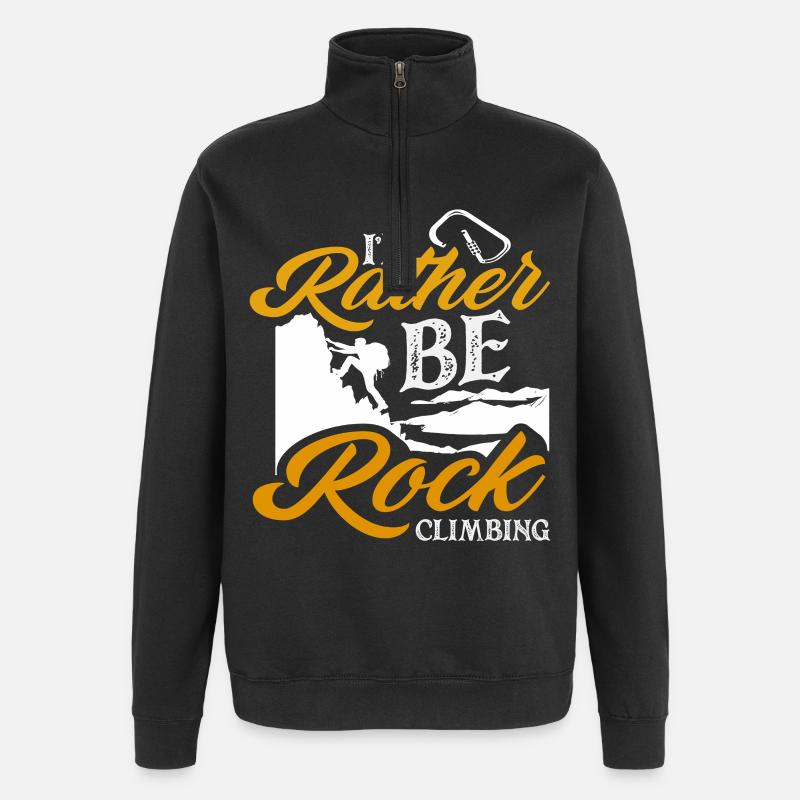 I'd rather be climbing mountaineering - Quarter-Zip Sweatshirt - black