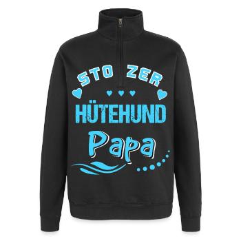 Stolzer Hütehund Papa - Quarter-Zip-Sweatshirt - Schwarz - Vorne - AI Model Female 172 light (172cm) & AI Model Male 178 dark (178cm)