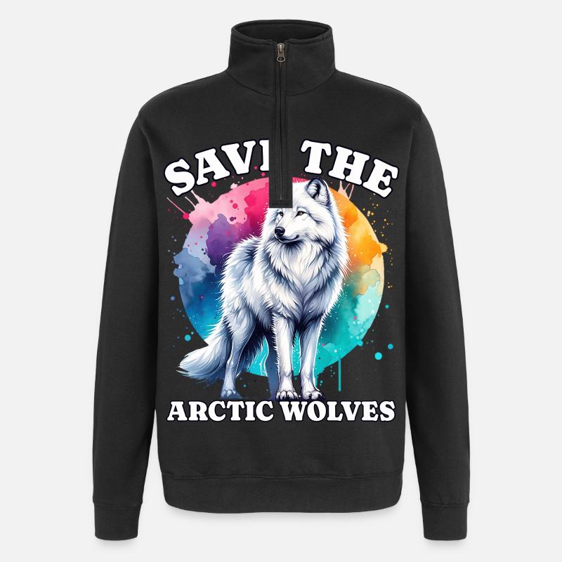 Polarwolf Save Arctic Wolf - Quarter-Zip Sweatshirt - black