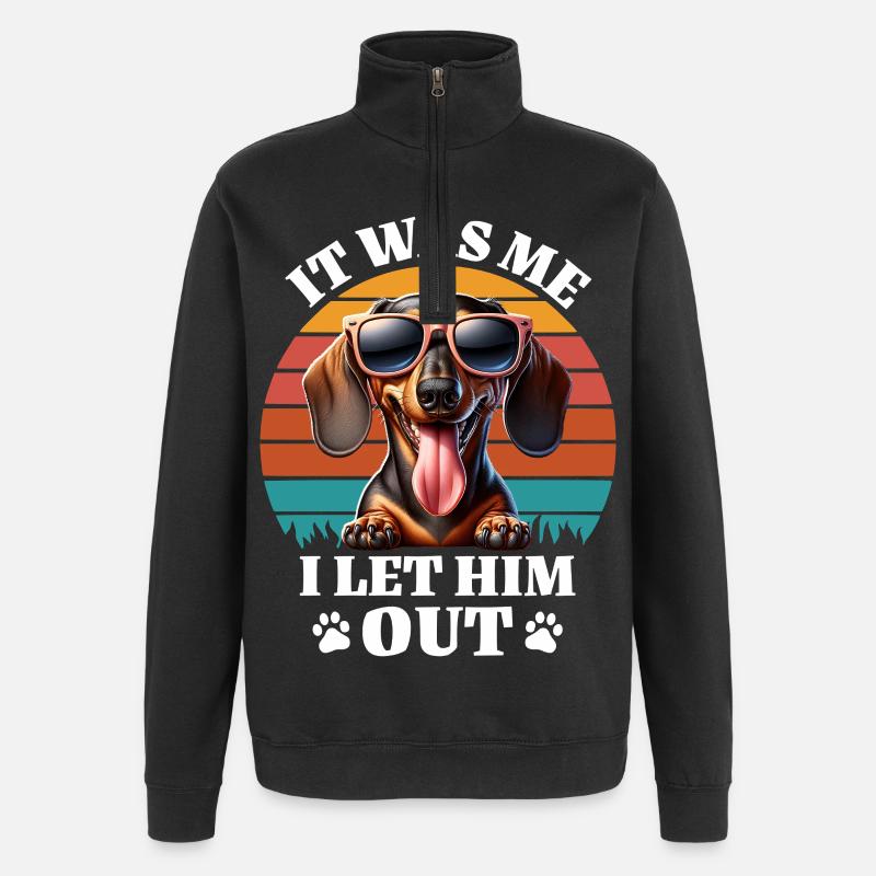 Lustige Dackel Sprüche - Quarter-Zip-Sweatshirt - Schwarz
