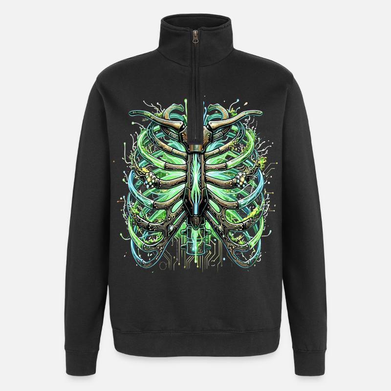 Cyber Brustkorb Skelett Sci-Fi Illustration - Quarter-Zip-Sweatshirt - Schwarz
