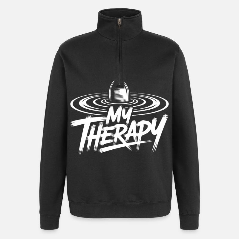 Thérapie de la pêche - Sweat à zip 1/4 - noir