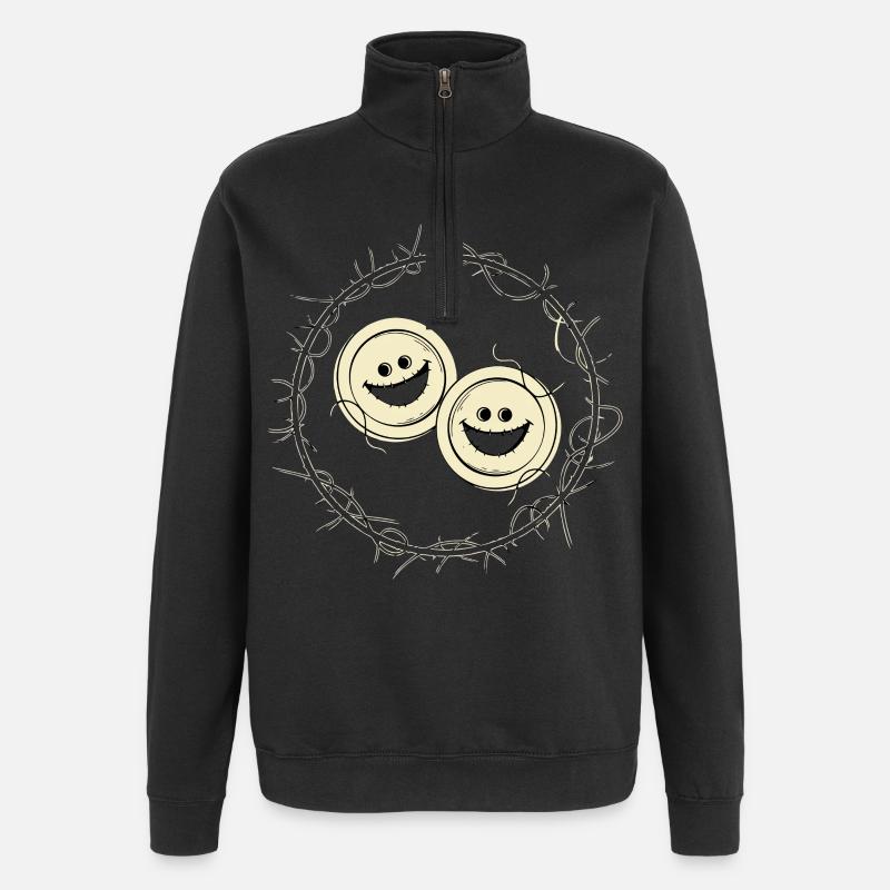 Grusel Knöpfe - Quarter-Zip-Sweatshirt - Schwarz