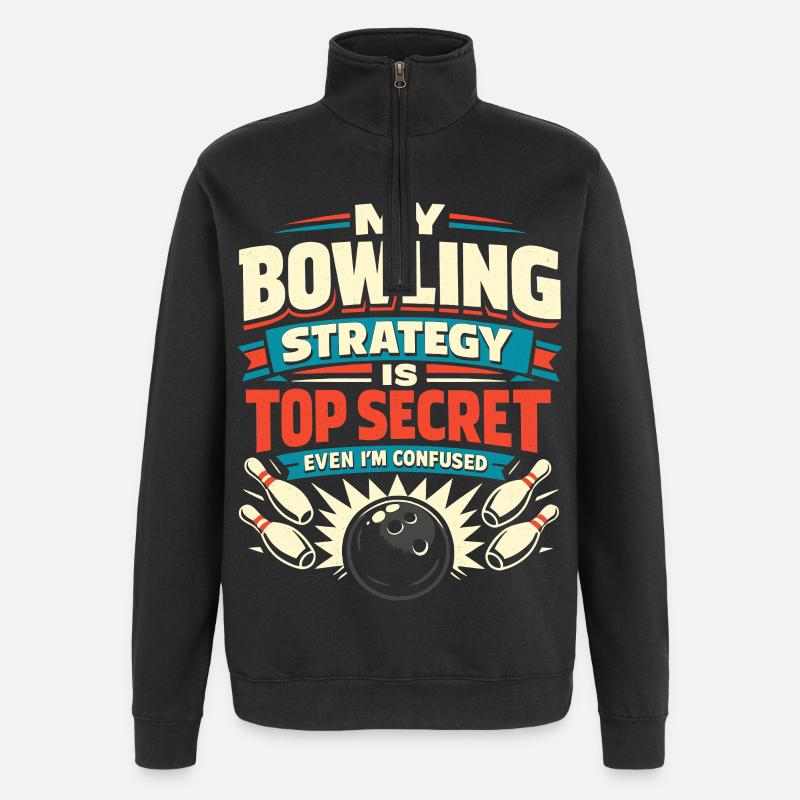 Bowling Strategie - Quarter-Zip-Sweatshirt - Schwarz