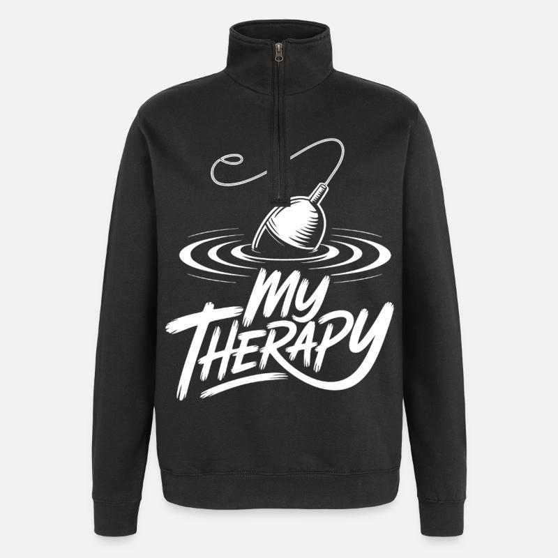 Pêcher ma thérapie - Sweat à zip 1/4 - noir