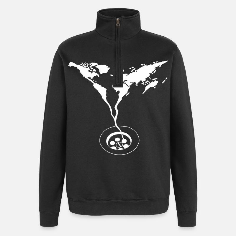 La fin du monde (blanc) - Sweat à zip 1/4 - noir