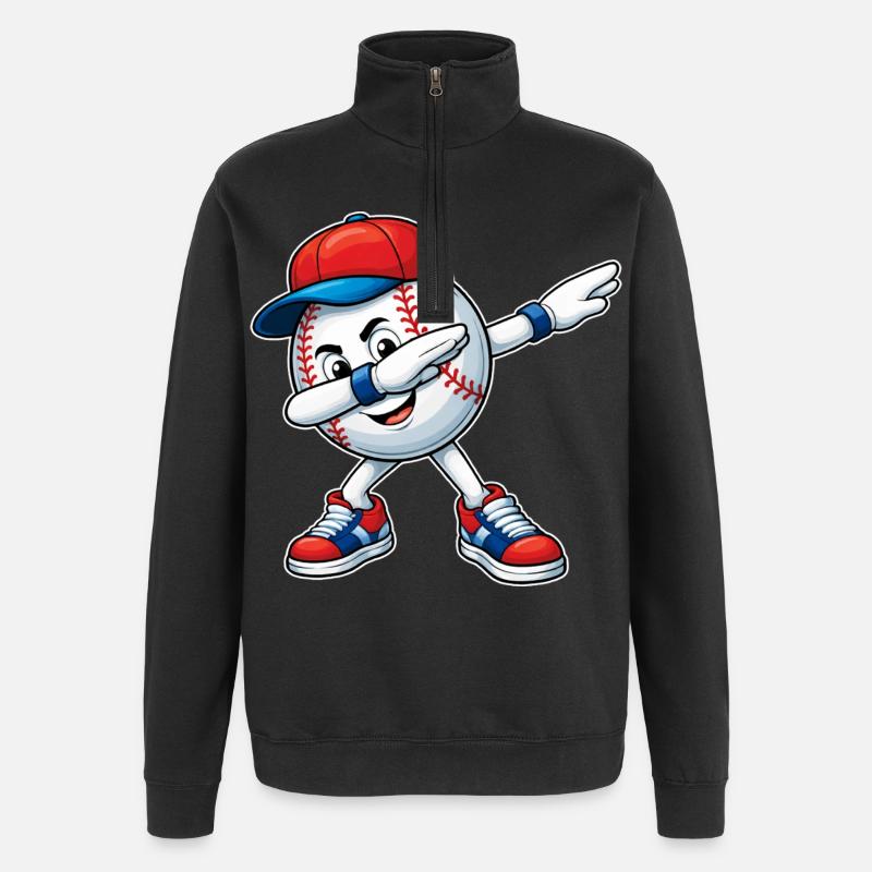 Dabbing Baseball - Quarter-Zip Sweatshirt - black