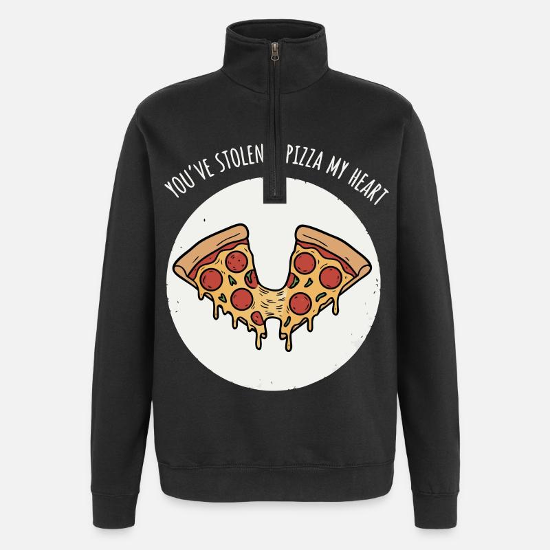 Pizza Herz - Quarter-Zip-Sweatshirt - Schwarz