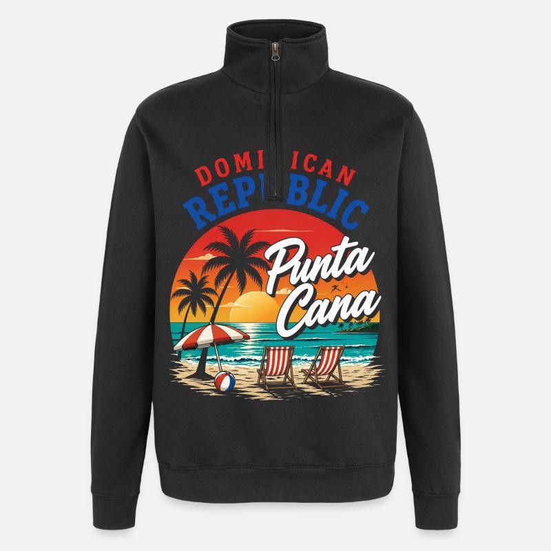 Punta Cana Sunset Beach Art - Quarter-Zip Sweatshirt - black