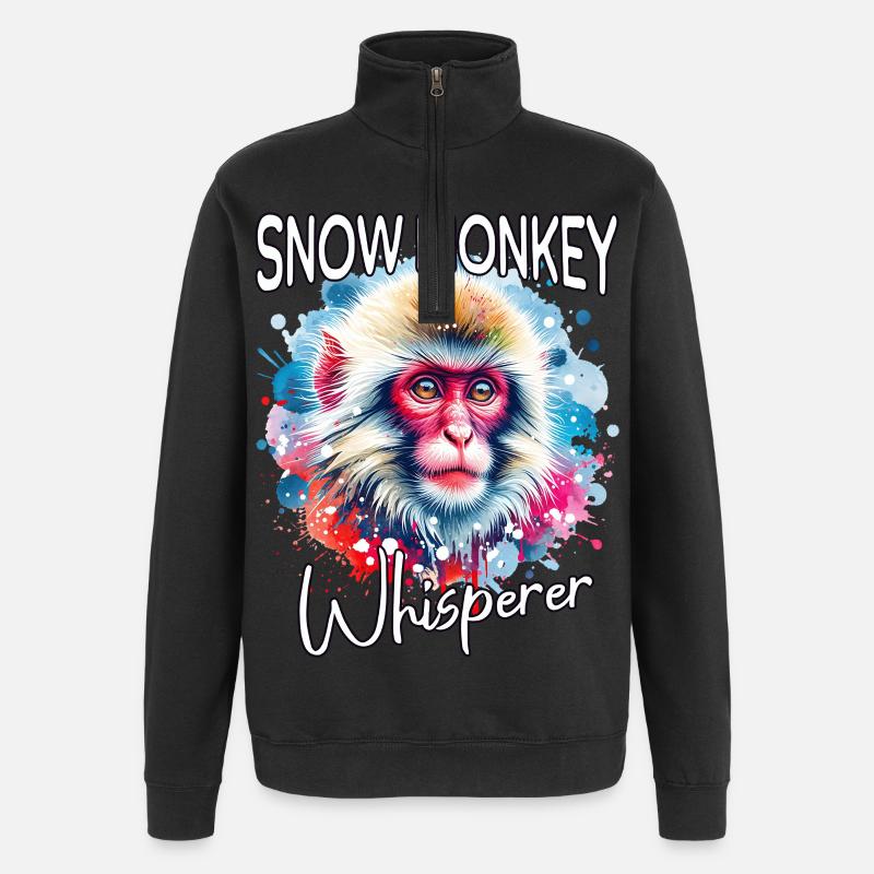 Snow Monkey Whisperer - Quarter-Zip Sweatshirt - black