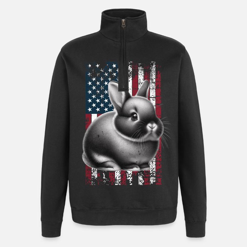 Dwarf Rabbit US Zwergkaninchen - Quarter-Zip Sweatshirt - black