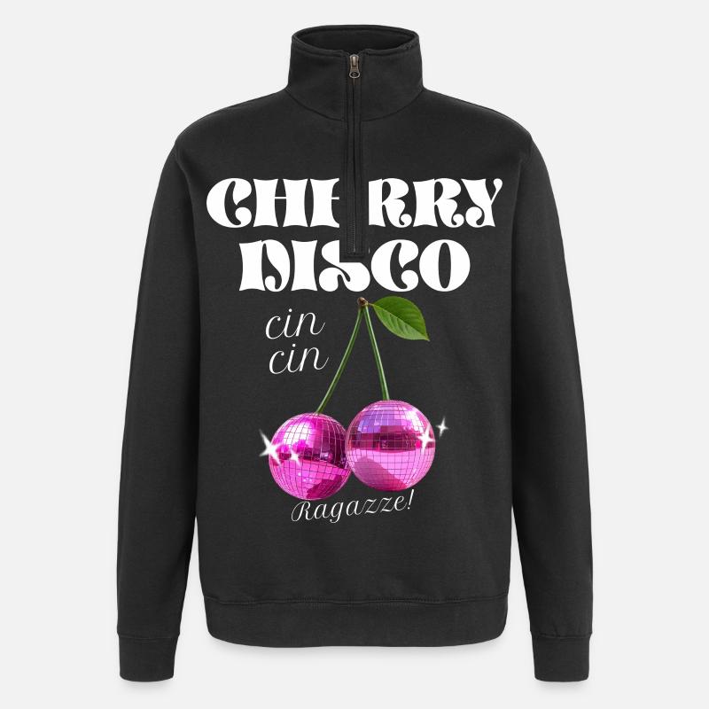 Cherry Disco Glam - Quarter-Zip Sweatshirt - black