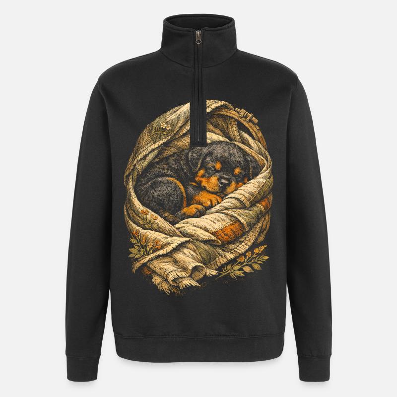 Rottweiler Welpe Hund - Quarter-Zip-Sweatshirt - Schwarz