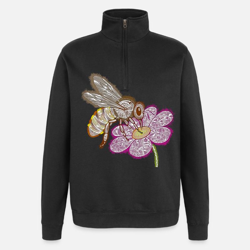 Zentangle Bee - Quarter-Zip Sweatshirt - black