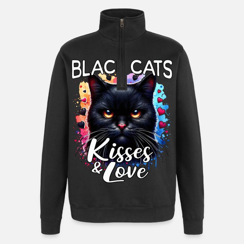 Amour du chat noir - Sweat à zip 1/4 - noir