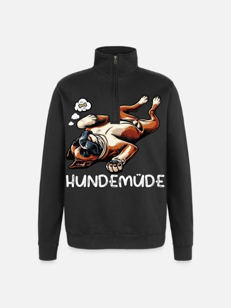 Hundemüde Boxer Boxerhalter Boxerhund Boxerhunde - Quarter-Zip-Sweatshirt - Schwarz