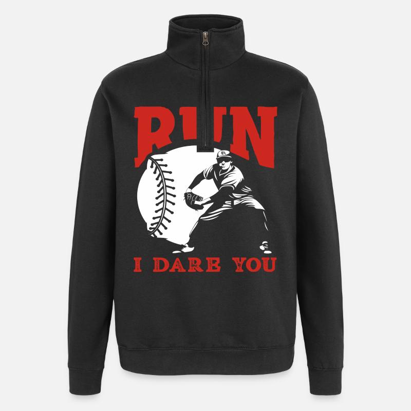 Run Baseball Catcher Saying - Quarter-Zip Sweatshirt - black