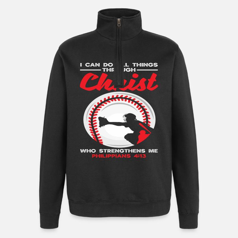 Alles vermag ich durch Christus Baseball - Quarter-Zip-Sweatshirt - Schwarz