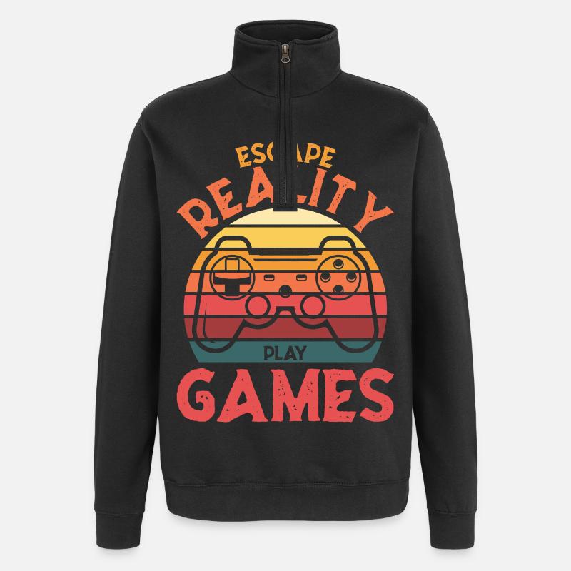 Escape Reality – Spiele & Play Retro Controller - Quarter-Zip-Sweatshirt - Schwarz