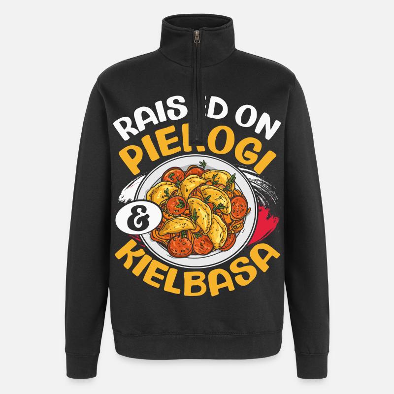 Aufgewachsen Auf Pierogi Kielbasa, Polnischer - Quarter-Zip-Sweatshirt - Schwarz