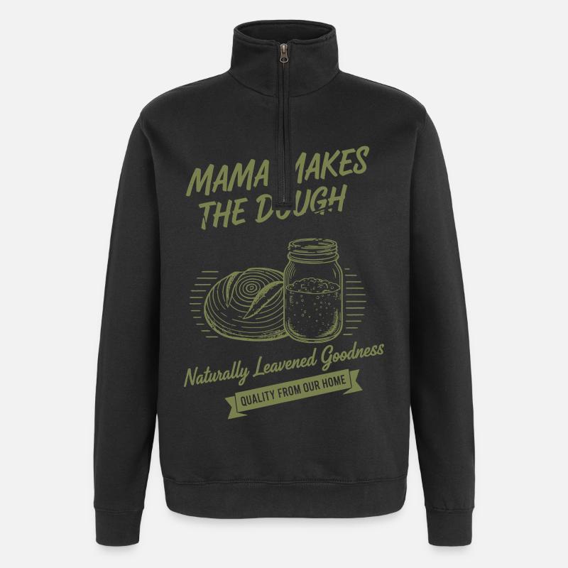 Sauerteigbrot-Backmama macht den Teig - Quarter-Zip-Sweatshirt - Schwarz